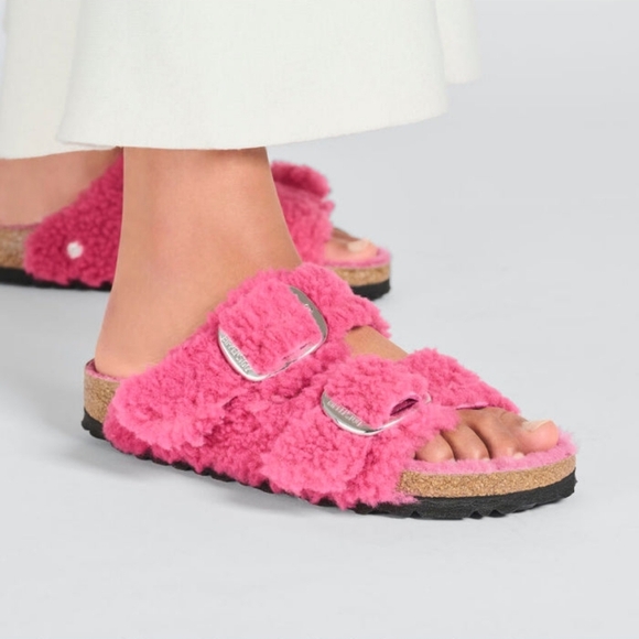 Birkenstock Arizona Big Buckle Shearling in Fuchsia Tulip - Picture 2 of 10